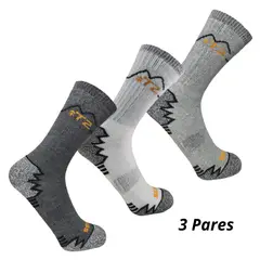 HEISS - Pack x3 Medias Trekking Botas de Trabajo de Algodón Extra-Reforzadas T2 Unisex