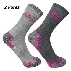 HEISS - Pack x2 Medias Trekking Botas de Trabajo de Algodón Extra-Reforzadas T2 Unisex