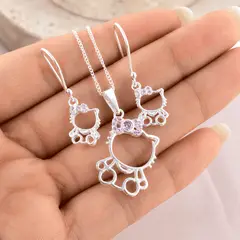 CLEO JOYAS & ACCESORIOS - Set x2 Hello Kitty Plata