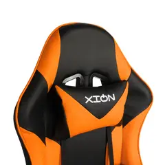 XION - Silla Gamer Titán Ergonómica con Masajeador Lumbar, Reposapiés y Reclinable 135° - Naranja