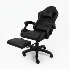 XION - Silla Gamer Titán Ergonómica con Masajeador Lumbar, Reposapiés y Reclinable 135° - Negro