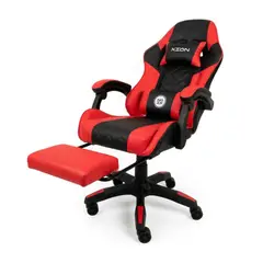 XION - Silla Gamer Titán Ergonómica con Masajeador Lumbar, Reposapiés y Reclinable 135° - Rojo