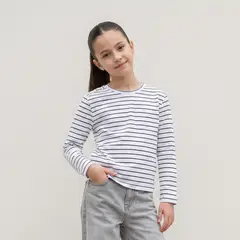 GENERICO - Polo Niña Algodón Manga Larga Blanco - Angela Kids