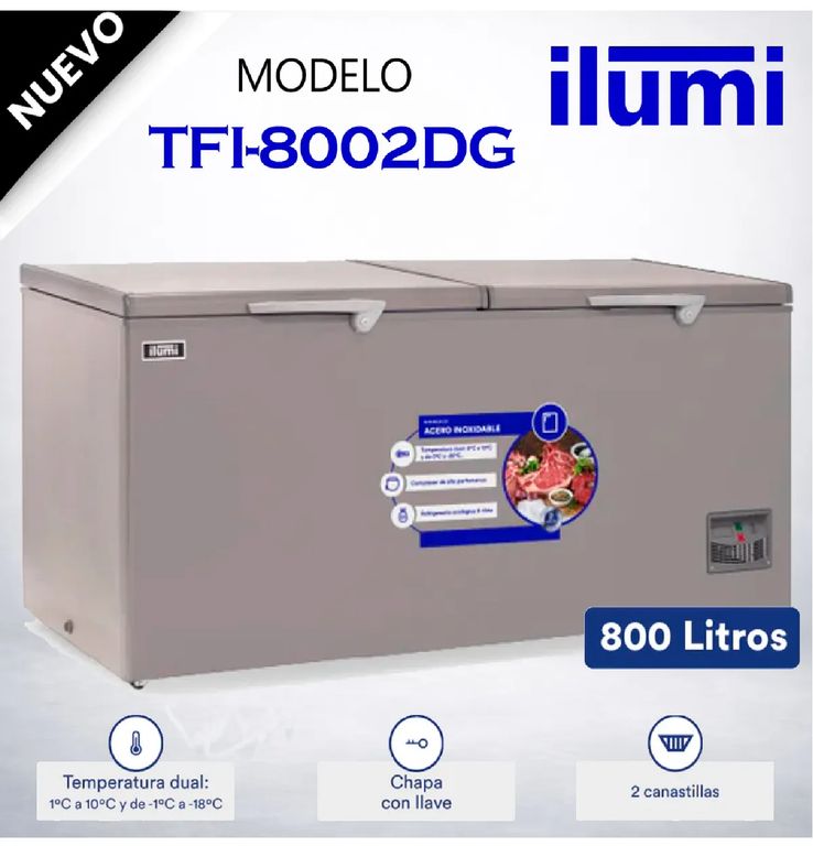 Congelador TFI-8002DG con Tina de Acero Inoxidable de 800 Litros – Gris