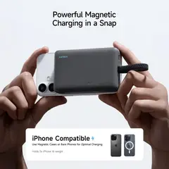IMPORTADO MC - Power Bank Magnetico Cuktech CP12 10000 mAh con Cable Tipo C 22.5W Negro