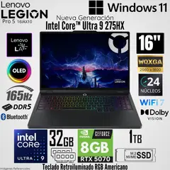 LENOVO - Laptop Legion Pro 5 16IAX10 Intel Core Ultra 9 275HX 32GB RAM 1TB SSD RTX 5070-8GB 16" OLED