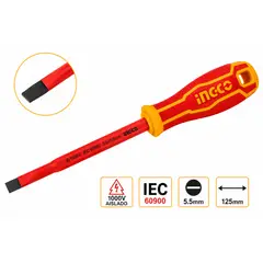 INGCO - Destornillador plano aislado 1000V 5.5 x 125mm