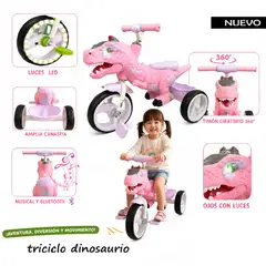 VOYAGE - Nueva Aventura Triciclo Dino Rex Musical y Luces Rosado