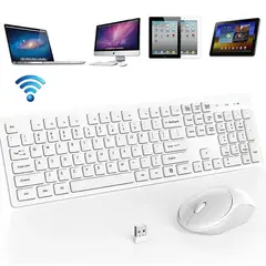 GOLDEN - TECLADO Y MOUSE INALÁMBRICO SEISA DN-K07 BLANCO USB 2.4 GHZ WINDOWS Y MACBOOK MODELO DN-K07