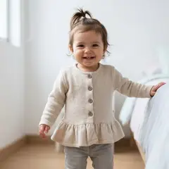 GENERICO - Chaqueta Niña Tejida Beige con Botones - Angela Kids