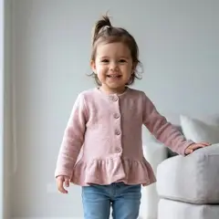 GENERICO - Chaqueta Niña Tejida Palo Rosa con Botones - Angela Kids