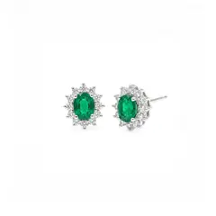 BALIQ - Aretes Roseta Esmeralda Plata 925