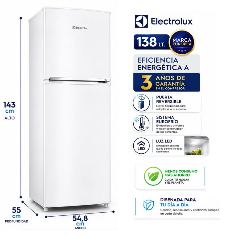 Refrigeradora Top Mount ERT18G2HNW Frost 138L