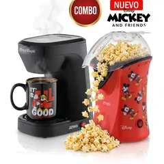 DISNEY CLASICOS - Combo Atma Cafetera Eléctrica Disney Con Taza De Mickey +Pop Corn Maker Canchita Sin Aceite