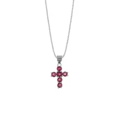 BALIQ - Collar Cruz Rubí Plata 925