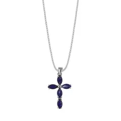 BALIQ - Collar Flor Zafiro Plata 925