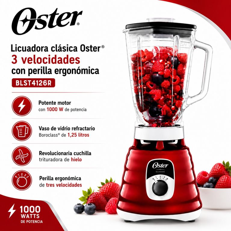 LICUADORA BLST4126R 3 VELOCIDADES 1.25 LT ROJO