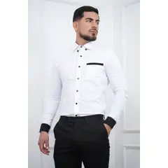 MEHIVIC - CAMISA HOMBRE EXECUTIVE SLIM FIT POPELINA ALGODÓN CON BOLSILLO