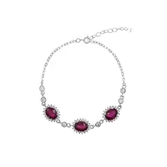 BALIQ - Pulsera Tres Rubí Plata 925