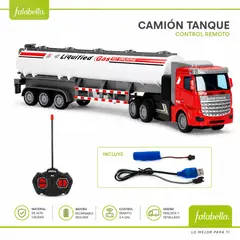 GENERICO - Camión de combustible RC a Control Remoto - Escala 1:48 con Luces LED y 4 Canales