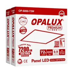 OPALUX - Panel LED Empotrable Premium 72W 60x60 – Set de 4 Unidades