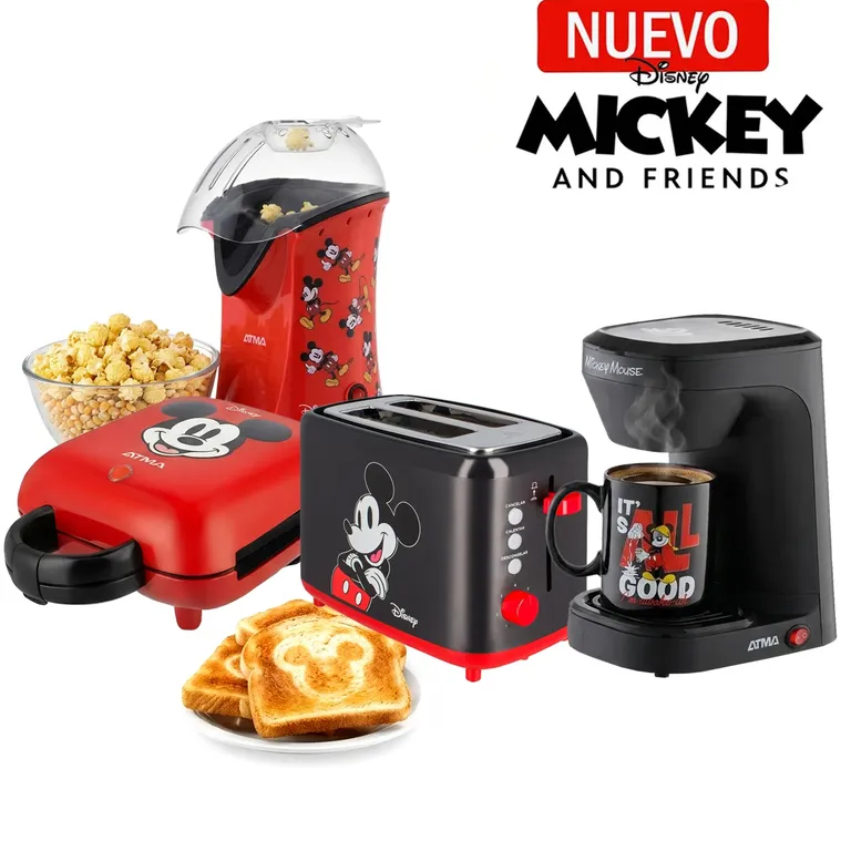 Cuatricombo Waflera Sandwichera +Pop Corn Maker +Tostadora +Cafetera Con Taza De Mickey
