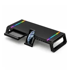 SEISA - Base Soporte Monitor Pc Laptop RGB Con 3 USB Y Puerto Tipo C