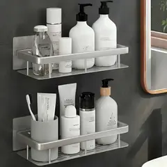 GENERICO - Set x 2 Organizador De Baño Ducha De Aluminio Resistente Con Adhesivo Extra Fuerte