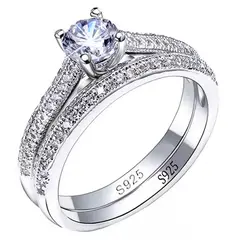 GENERICO - Par Anillos de Boda en Plata de Ley 925 Circonita Mujer