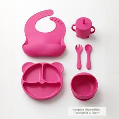 ALKALINE CARE - Platos de Silicona para Bebé Set de Cubiertos Antideslizante