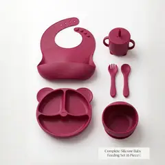 ALKALINE CARE - Platos de Silicona para Bebé Set de Cubiertos Antideslizante