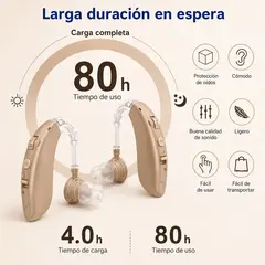 GENERICO - AUDIFONO AURICULAR PARA SORDERA SORDO RECARGABLE COLOR PIEL 72 HORAS