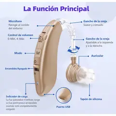 GENERICO - AUDIFONO AURICULAR PARA SORDERA SORDO RECARGABLE COLOR PIEL 72 HORAS
