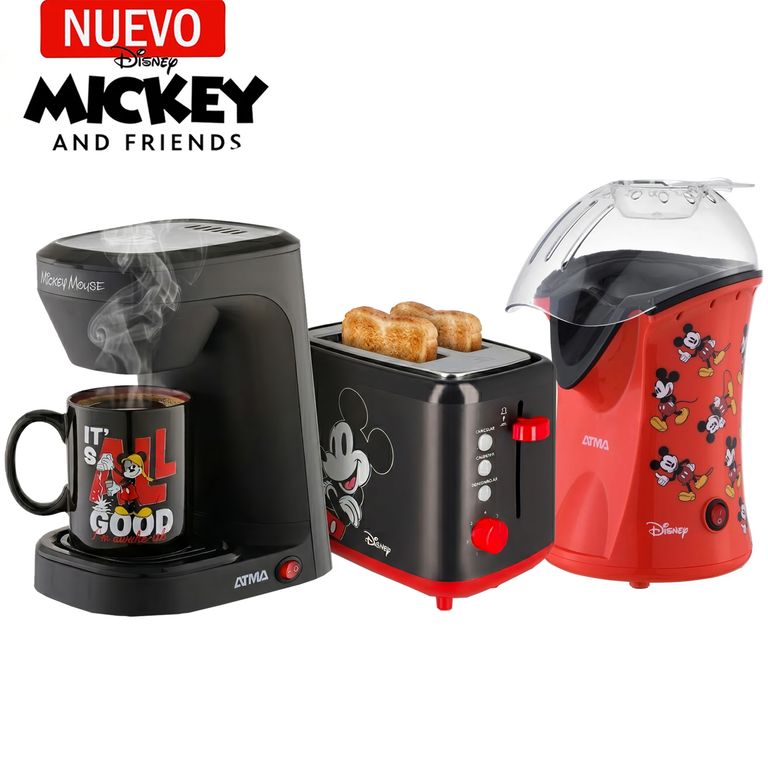 Tricombo Cafetera Con Taza De Mickey +Pop Corn Maker +Tostadora