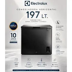 Electrolux - Congelador Horizontal 197L Inverter Negro con Función Turbo EFH20S2P5AB