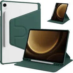 GENERICO - Funda para Samsung Tab S9 FE de 11 + Porta Lápiz + Transparente Giratorio + Verde