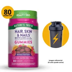 Nature'S Truth - HAIR SKIN & NAILS 80 GOMITAS SABOR FRUTADO + SHAKER DE REGALO