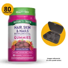 Nature'S Truth - HAIR SKIN & NAILS 80 GOMITAS SABOR FRUTADO + PASTILLERO DE REGALO