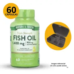 Nature'S Truth - OMEGA 3 FISH OIL 1400MG 60 CAPSULAS BLANDAS SABOR LIMON + PASTILLERO GRATIS