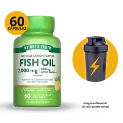 Nature'S Truth - OMEGA 3 FISH OIL 2000MG 60 CAPSULAS BLANDAS SABOR LIMON + SHAKER DE REGALO