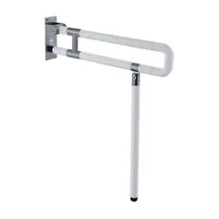 XM - Barra de Apoyo Abatible para Baño Acero Inoxidable Blanco con Pata de Soporte