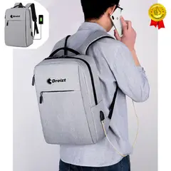 DREIZT - Mochila Antirrobo Laptop 15.6 Impermeable Puerto USB Carga Nylon Gris
