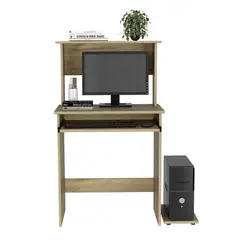 FMFURNITURE - Escritorio Con Portateclado Y Base Para Cpu Fm-065C - Café Claro