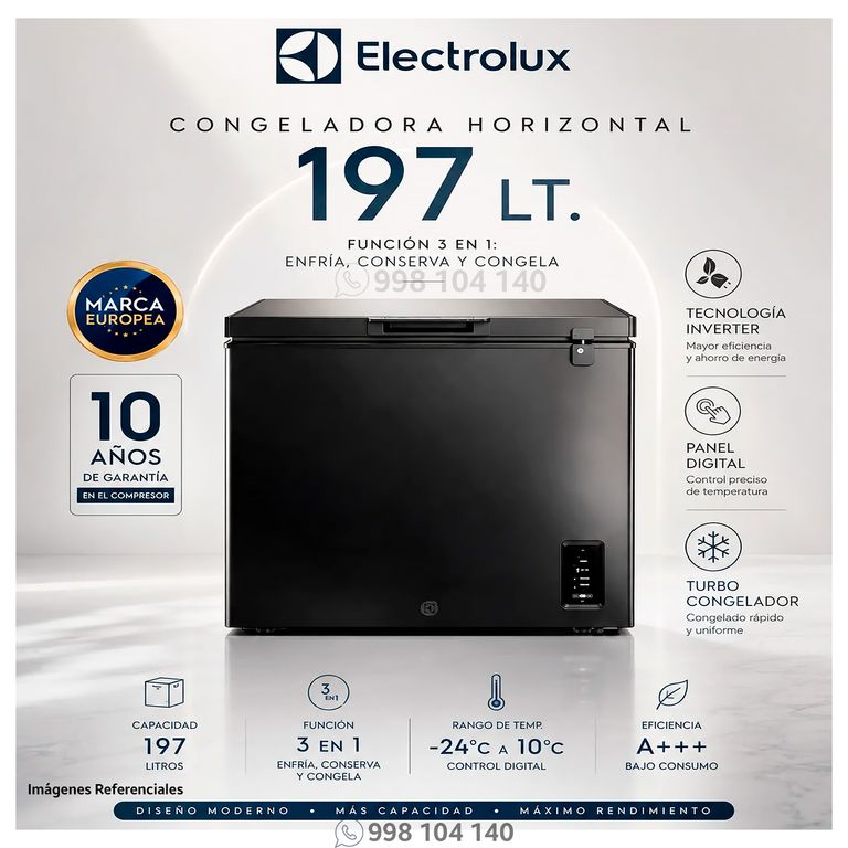 Congelador Horizontal 197L Inverter Negro con Función Turbo EFH20S2P5AB