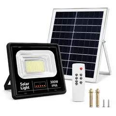 GENERICO - Lampara Reflector Led Recargable con Panel Solar De 300W