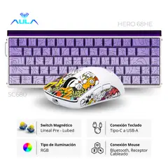 AULA - Teclado Magnético Hero 68 He + Mouse SC680