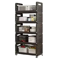 GENERICO - ESTANTE ORGANIZADOR MULTIUSO CON RUEDAS COLOR NEGRO