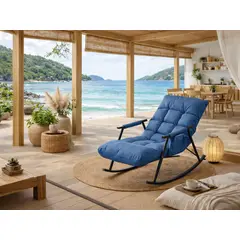 GENERICO - SILLÓN MECEDORA SOFÁ RECLINABLE SILLA DE TERRAZA AZUL ACERO AL CARBONO