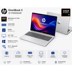 HP - Laptop OmniBook 3 15-FN0006NR 15.6″ FHD Ryzen AI 5 340 16GB DDR5 512GB SSD
