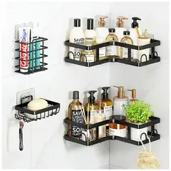 OEM - Estante Organizador De Baño Esquinero Negro